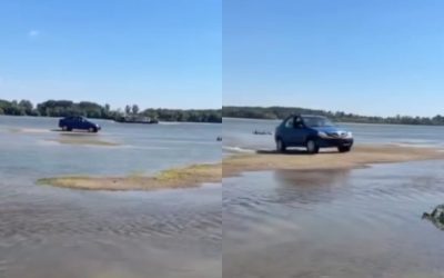 Dacia Logan în albia secată a Dunării: Ce dezvăluie imaginile șocante