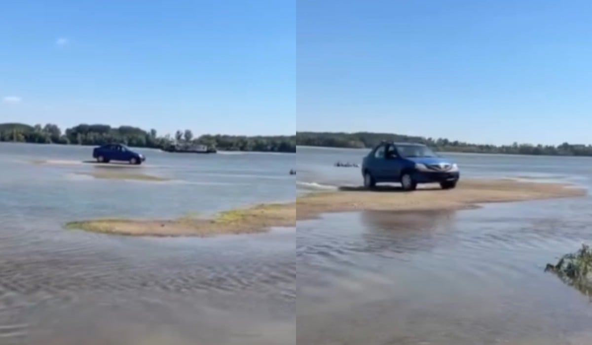 Dacia Logan în albia secată a Dunării: Ce dezvăluie imaginile șocante