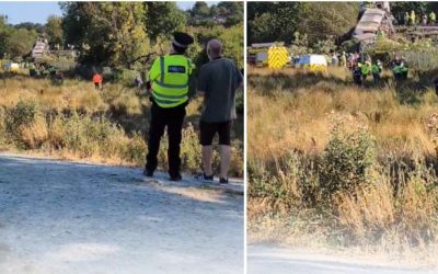 Tren deraiat în Anglia: 11 răniți după răsturnarea a trei vagoane
