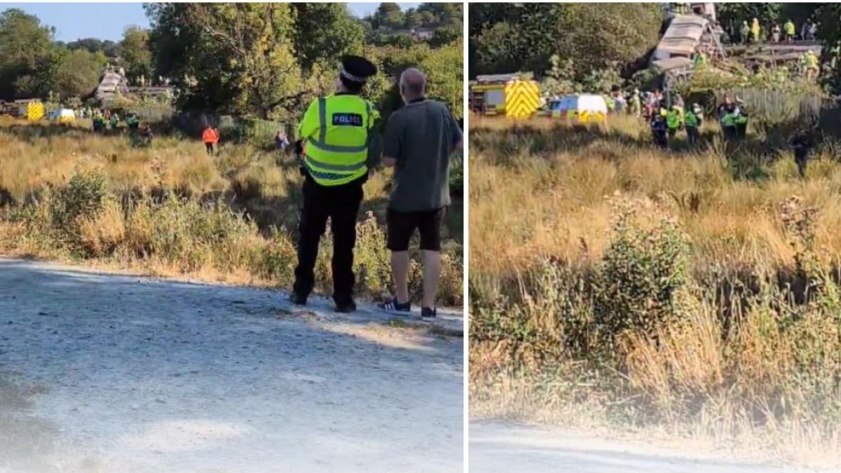 Tren deraiat în Anglia: 11 răniți după răsturnarea a trei vagoane