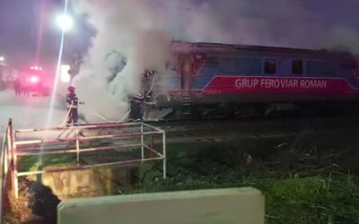 Incendiu la locomotivă în Buftea: Circulația feroviară, blocată temporar
