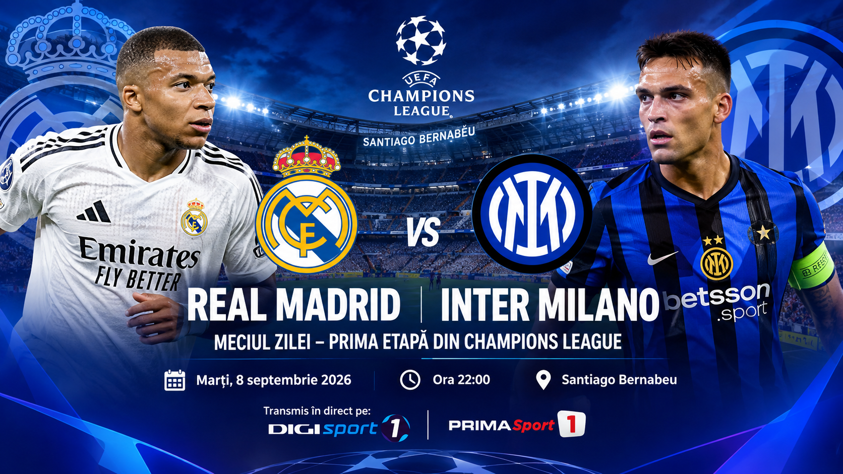 Real Madrid – Inter: Chivu îl înfruntă pe Mourinho la TV